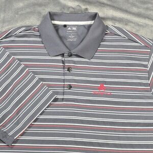 Adidas Climacool Polo Shirt Mens XL Gray Striped Golf Shangri-La Performance